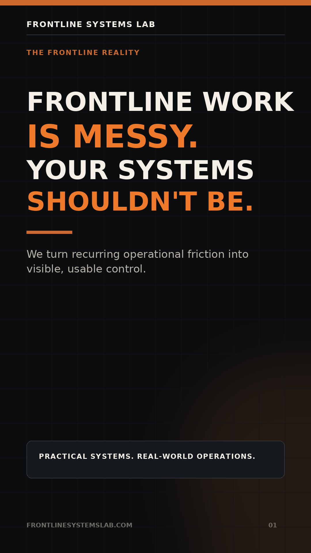 Frontline Systems Lab brand explainer: Frontline work is messy. Your systems should not be.