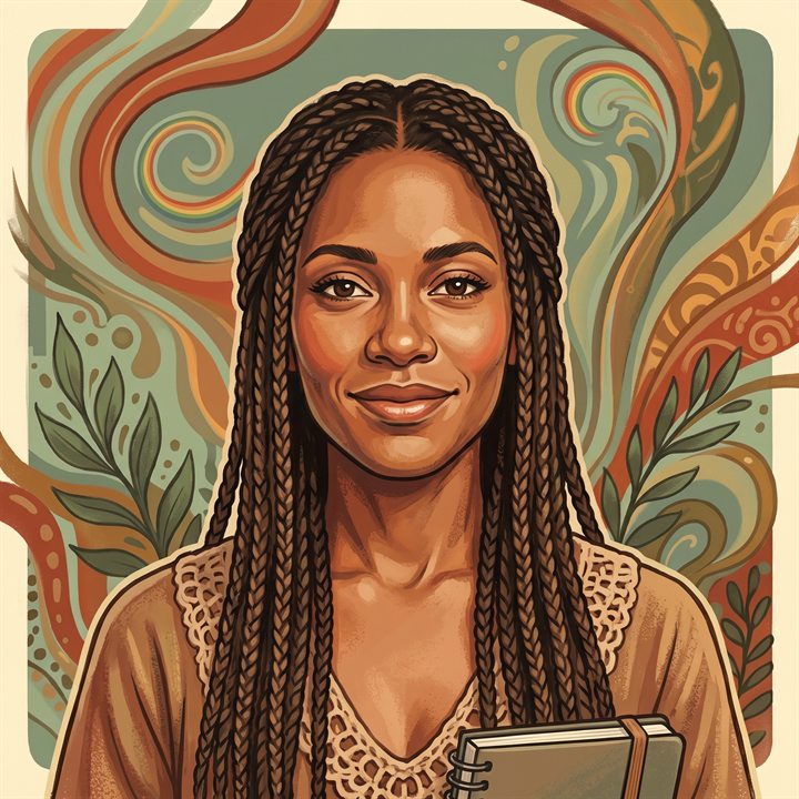 Illustrated portrait of Annie Anchor Adozelli
