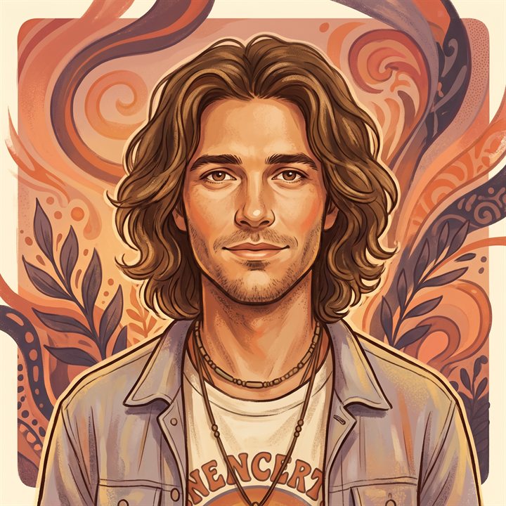Illustrated portrait of Elias Echo Navarro