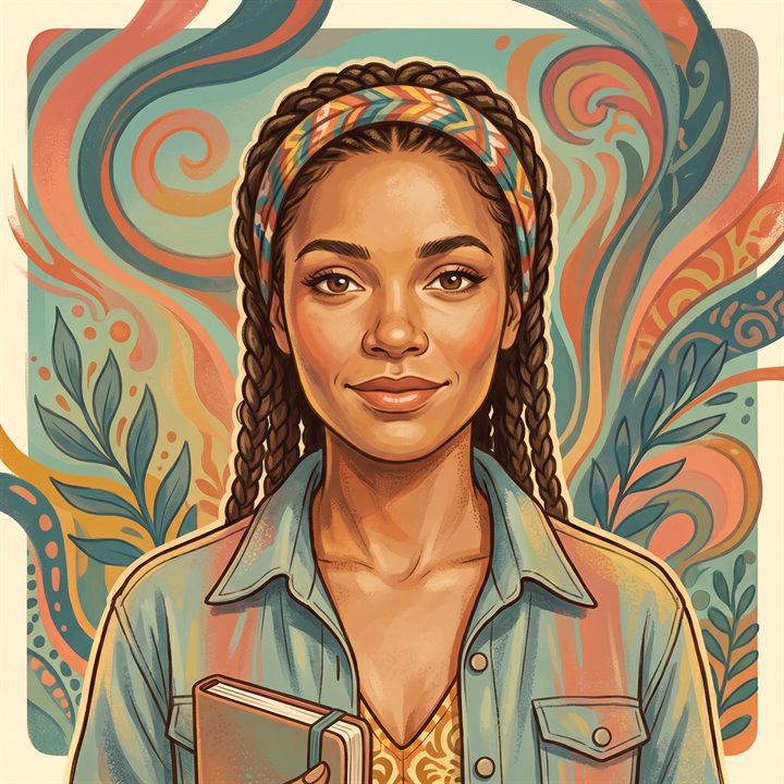 Illustrated portrait of Fiona Flow Rivers
