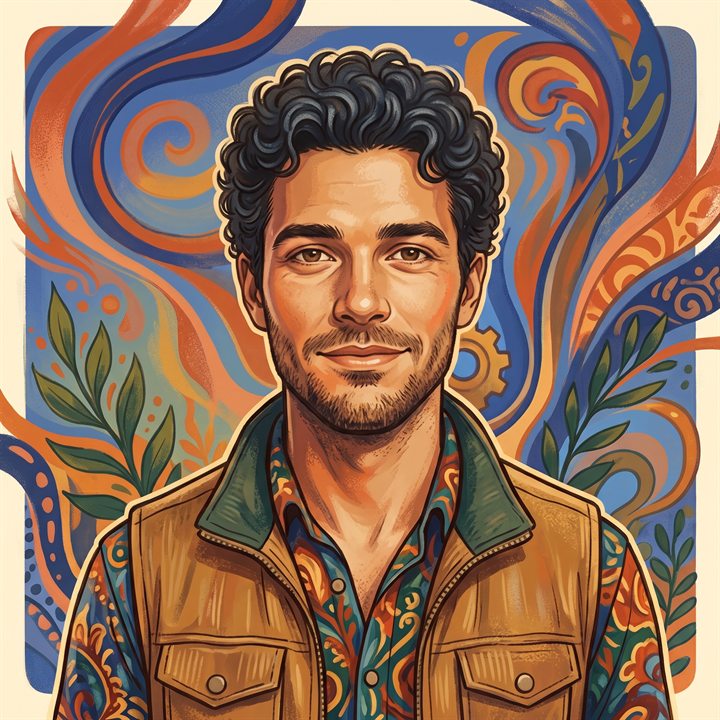 Illustrated portrait of Felix Forge Mercer