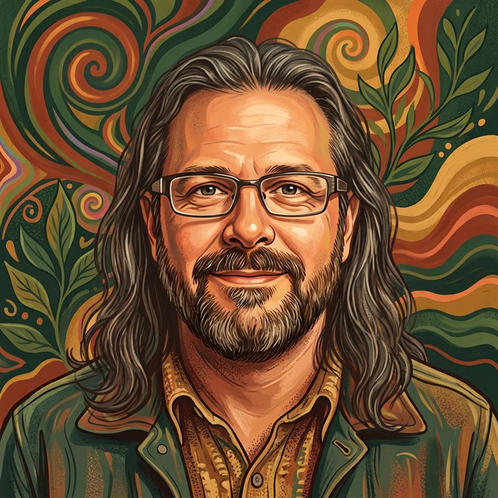 Illustrated portrait of founder Dana Iser