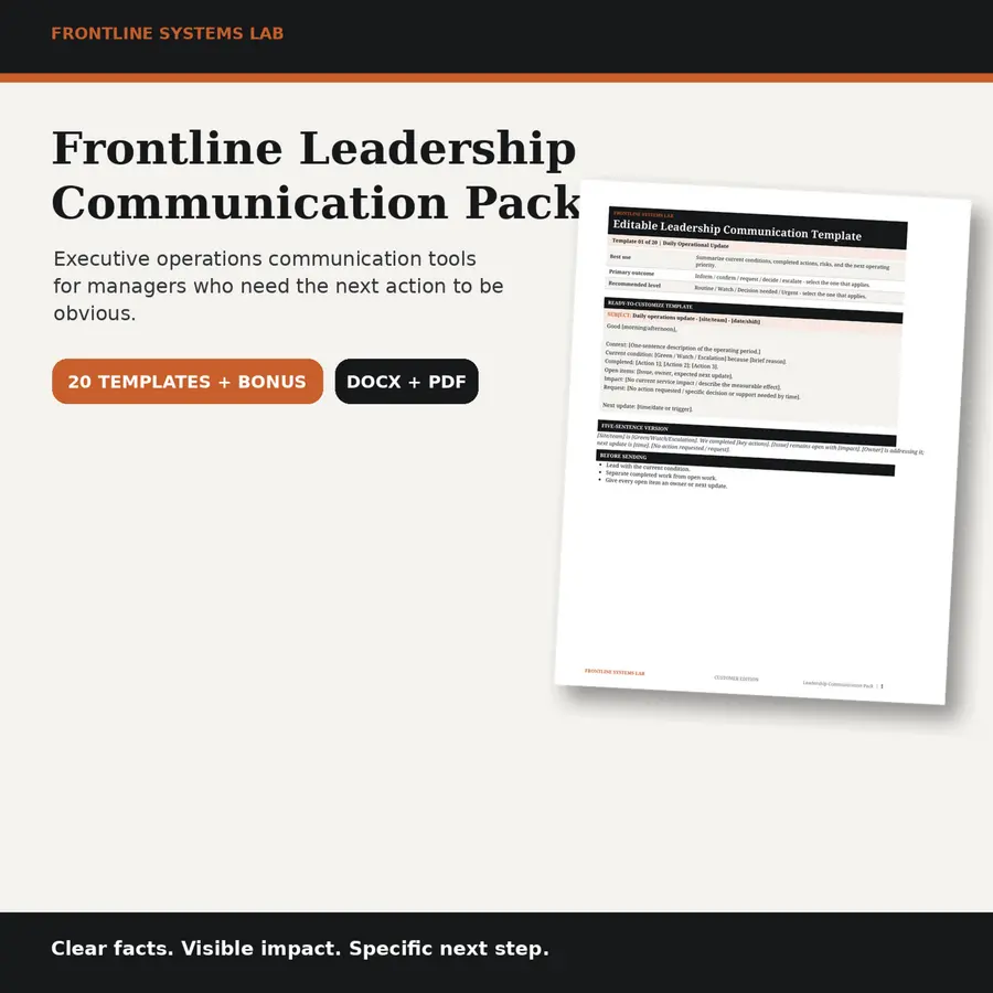 Frontline Leadership Communication Pack cover
