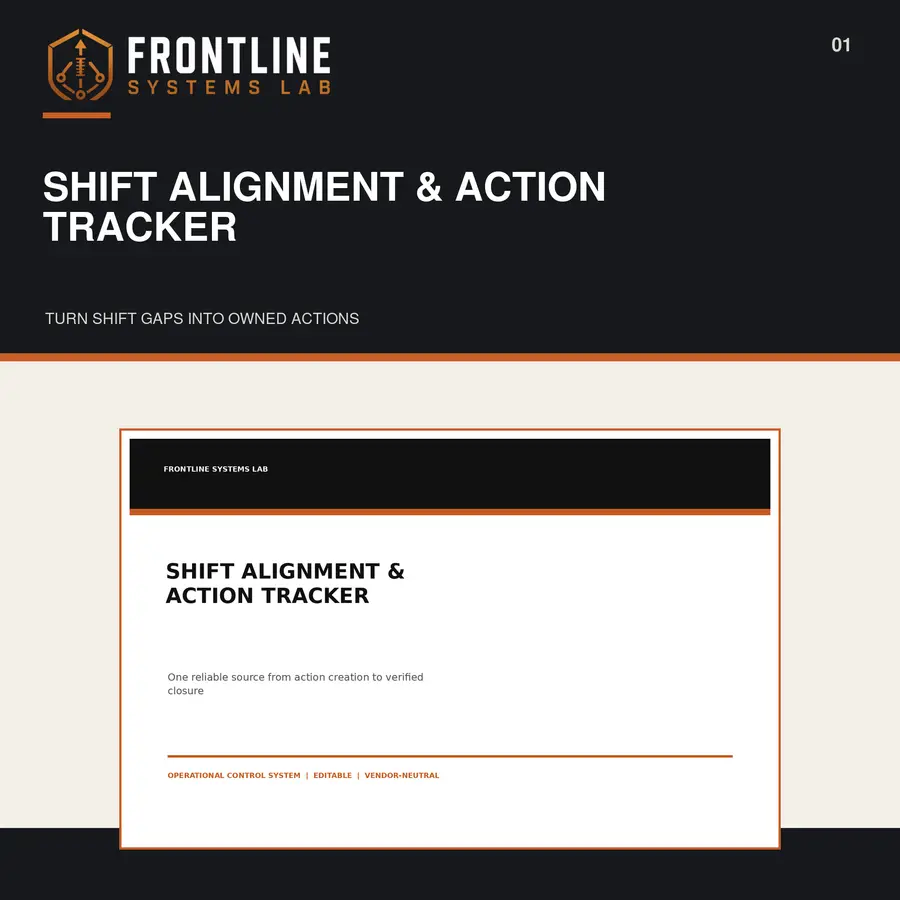 Frontline Shift Alignment & Action Tracker cover